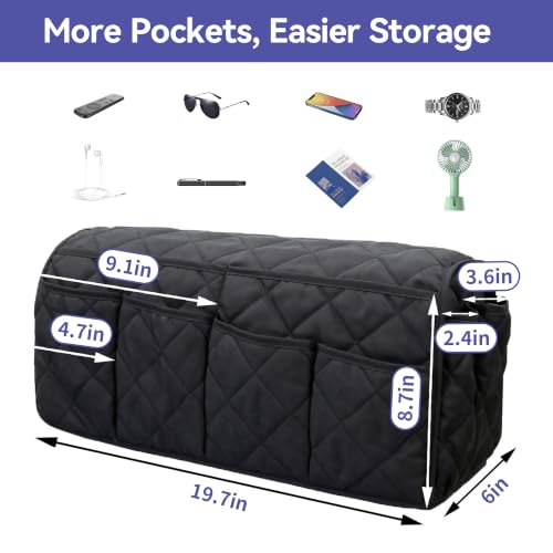 Armchair Caddy Remote Control Holder for Couch Recliner Armrest Organizer Non Slip Couch Arm Covers for Sofa with 14 Pockets Storage for Magazine