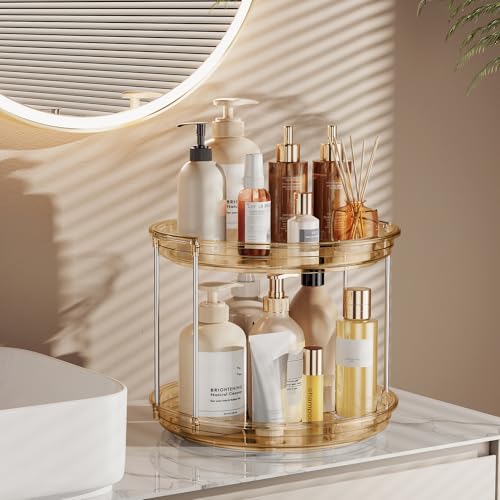 2 Tier Lazy Susan Turntable Organizer 9.25'' Rotating Spice Rack Organization for Cabinet