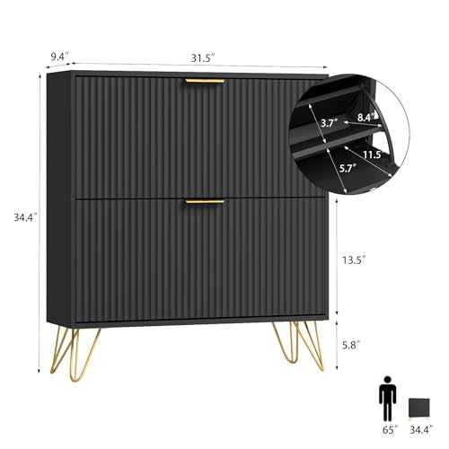 Shoe Storage Cabinet with 3 Flip Drawers