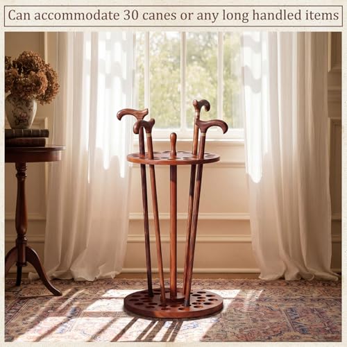 Rustic Wooden Walking Cane Stand Rack for 30 Canes