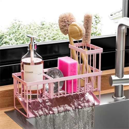 Kitchen Sink Caddy Organzier with High Brush Holder
