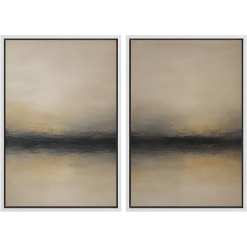 Framed Canvas Print Wall Art White Heron Pair in Marsh Coastal Illustrations Modern Art Decorative Bohemian Colorful for Living Room
