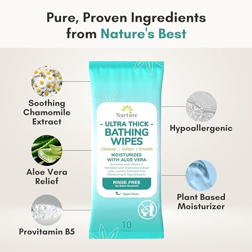 Nurture XL Ultra Thick Body Wipes No Rinse Adult Bathing Cloths