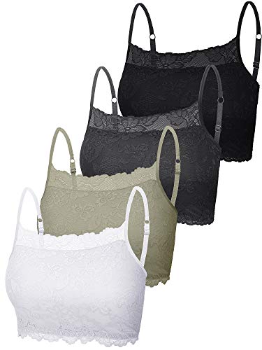 4 Pack Women Soft Lace Cami Stretch Half Camisole Top