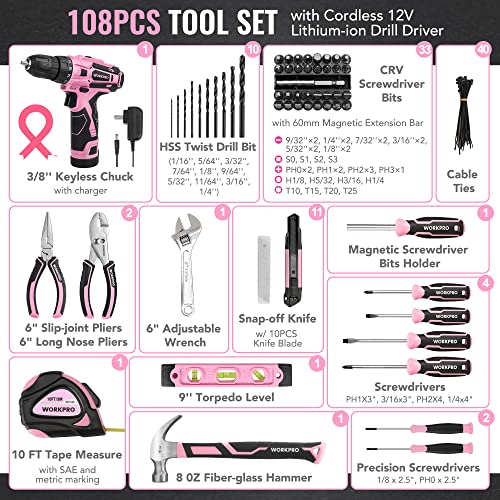 Tool Set with Cordless 12V Drill Driver