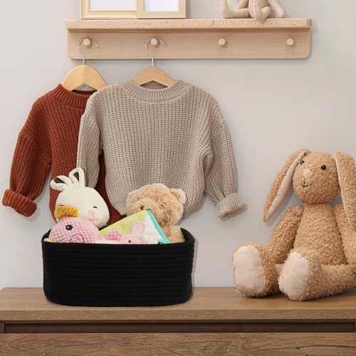 Small Woven Storage Baskets Decorative Rope Bins for Organizing Shelves