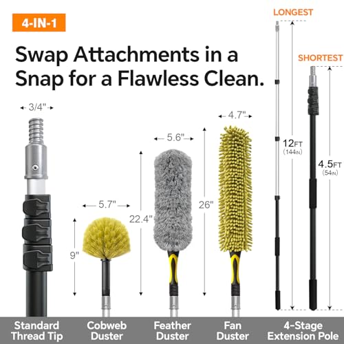 Cobweb Duster with Extension Pole for Cleaning
