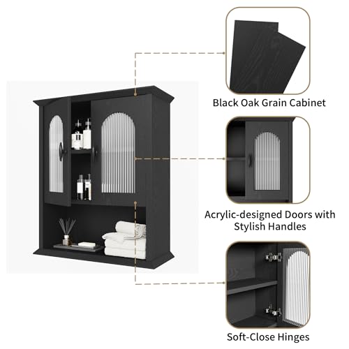 Bathroom Wall Cabinet with Fluted Door