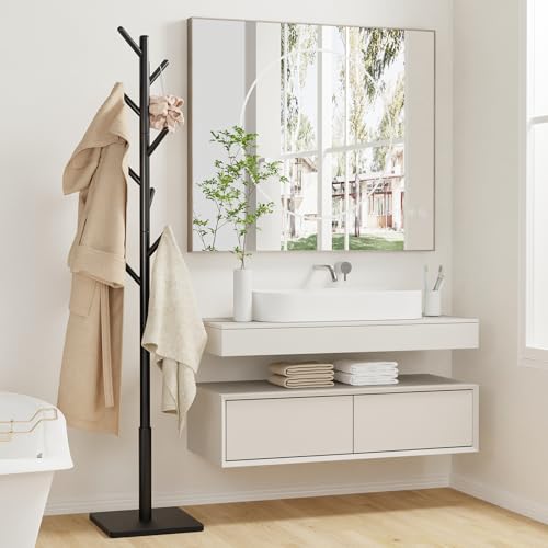 Coat Rack Freestanding with Stable Square Base for Cloathes