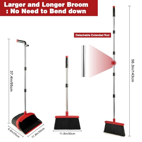 Broom and Dustpan Set with Long Handle