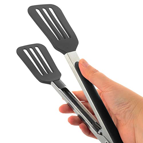 Stainless Steel Silicone Serving Tongs with Locking Handle