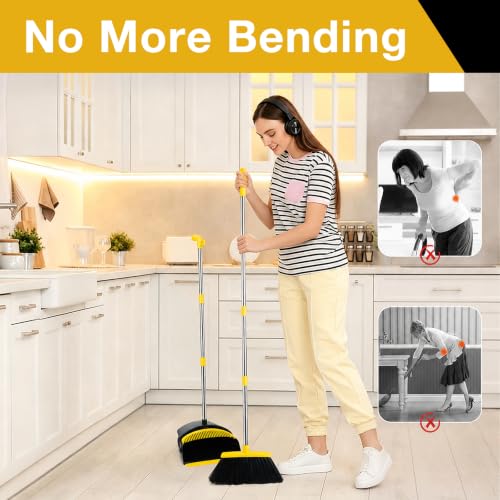 Broom and Dustpan Set with Long Handle