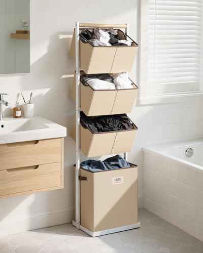 4 Tier Laundry Hamper Sorter Vertical Laundry Basket for Small Space