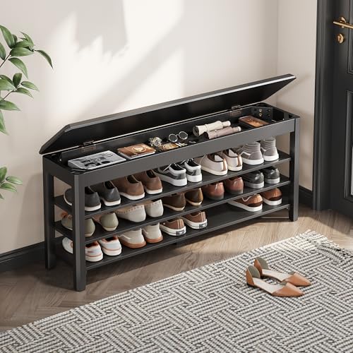 Shoe Rack Bench Seat Rubberwood Wooden Storage Shoe Rack Bench 550lbs Compact Mid