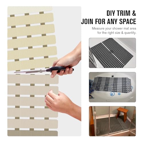 Bath Tub Shower Mat Non Slip Bathtub Mats for Bathroom Shower Floor Mat Bath Mats for Shower Tub Anti Slip Shower Mat with Drain Hole and Large Suction Cups