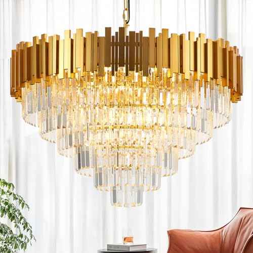 Modern Luxury Crystal Chandelier Light Fixture for Dining Room Living Room