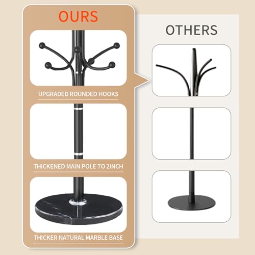 Modern Metal Coat Rack Stand with Natural Marble Base