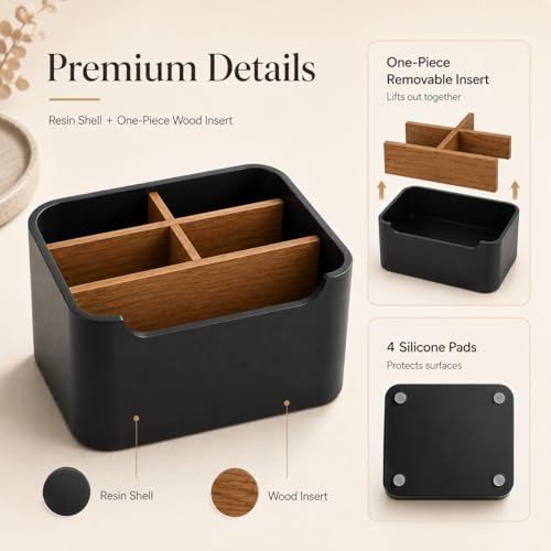 Stylish Desk Organizer and Remote Holder in Black