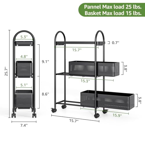 Slim Storage Cart with Drawers