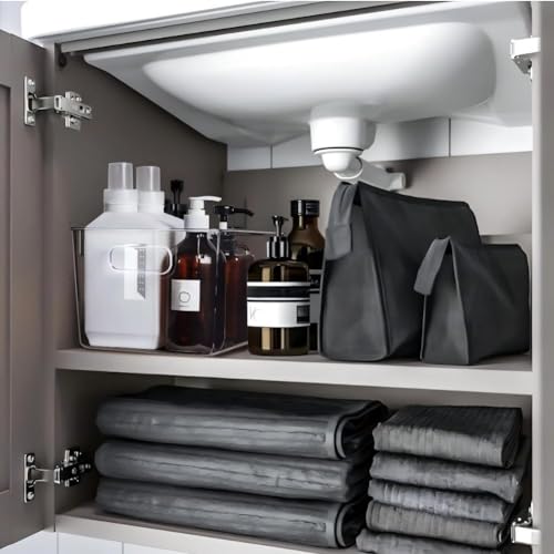 Set of 8 Clear Plastic Storage Bins
