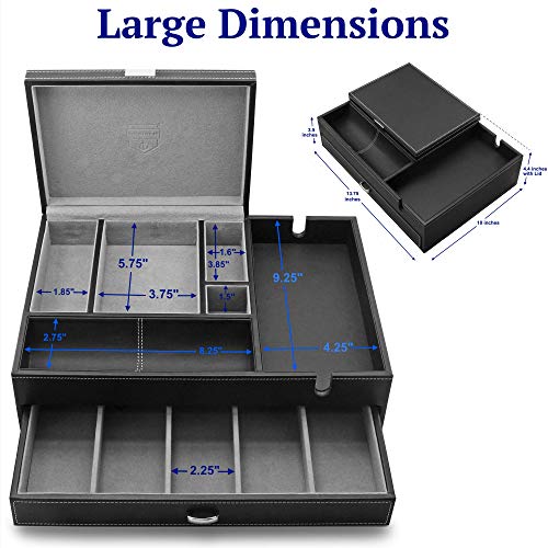 Admiral Dresser Valet Box & Mens Jewelry Box Organizer