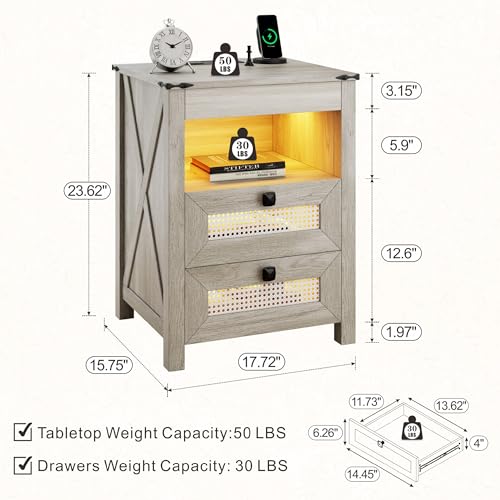 LED Night Stand with Gun Drawer & Charging Station