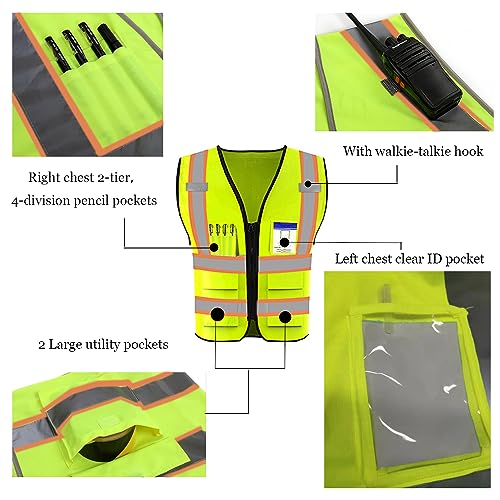 High Reflective Visibility Safety Vest Custom Your Logo Safety Workwear with Reflective Strips and Pockets