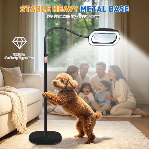 12X 30X Square Gooseneck Floor Magnifying Glass with Light and Stand