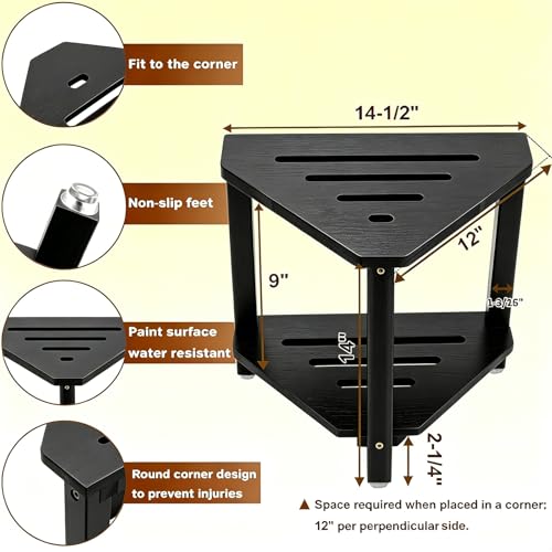 Acacia Corner Shower Stool with Storage Shelf Small Bench