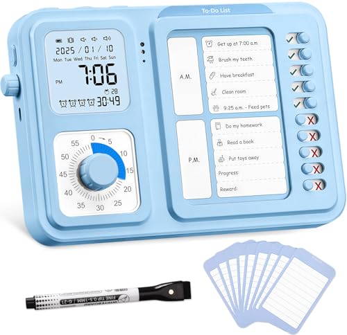 3-in-1 Visual Timer & ADHD Tool for Kids Adults, ADHD Task Timer with Chore Chat Board Schedule, Homeschool
