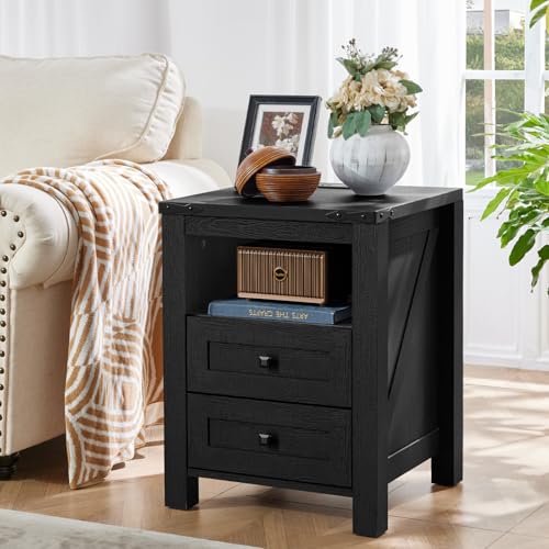 Farmhouse Nightstand with Charging Station and USB Port