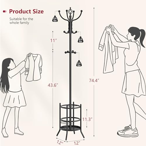 Coat Rack Stand with Umbrella Holder