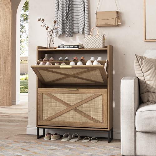 Shoe Storage Cabinet with Flip Drawers