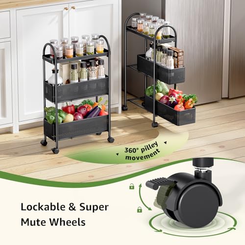 Slim Storage Cart with Drawers
