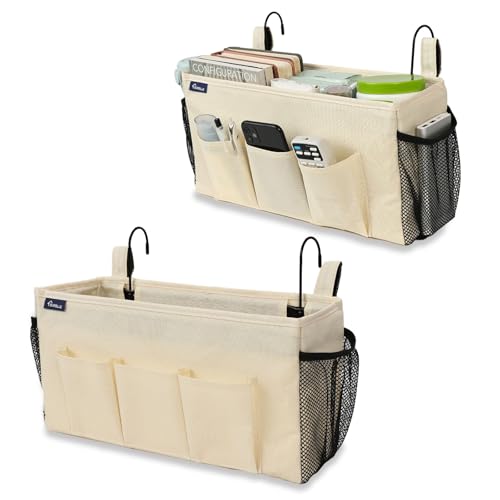 Bedside Organizer with Hook Bedside Caddy Hanging Storage Bag with Adjustable Straps and Water Bottle Holder for Home College Dorm Bunk Bed Accessories