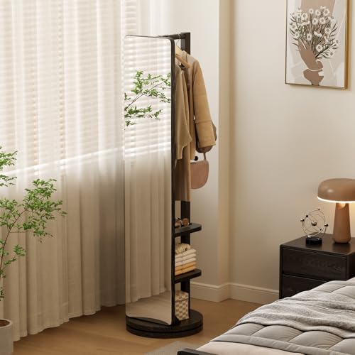 Full Length Mirror Coat Rack Solid Wood Floor Mirror 66"x12" Full Length Mirror with Stand Long Mirrors for Bedroom