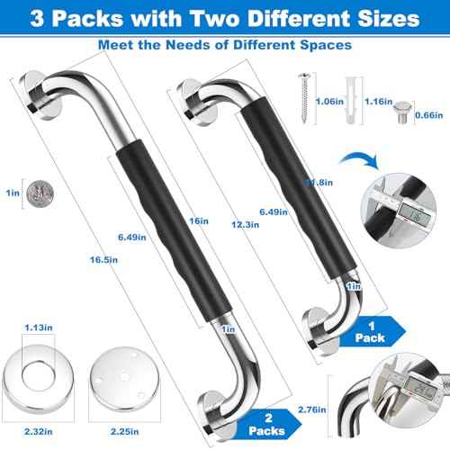 3 Pack Grab Bars for Bathtubs and Showers