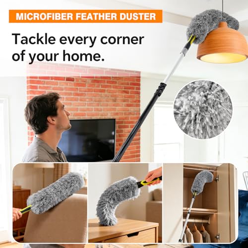 Cobweb Duster with Extension Pole for Cleaning