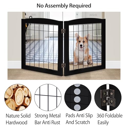Freestanding Foldable Wood Dog Gate