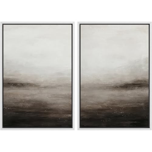 Framed Canvas Print Wall Art White Heron Pair in Marsh Coastal Illustrations Modern Art Decorative Bohemian Colorful for Living Room