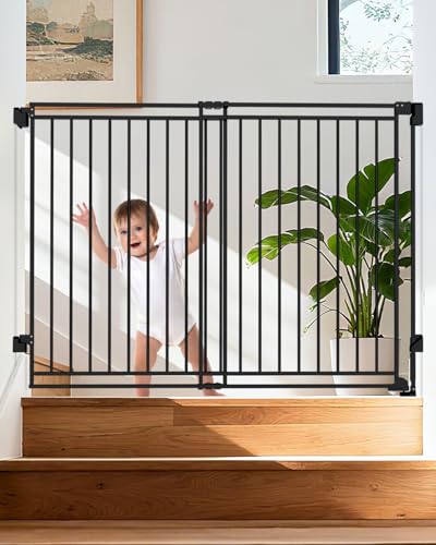 34 53" No Bottom Bar Baby Gates Dog Gate for Stairs