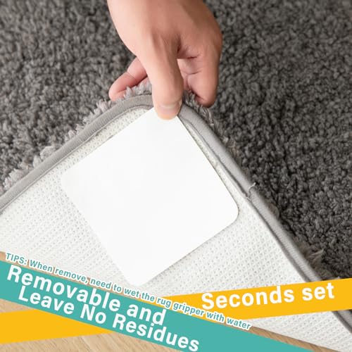 4 Pack) Rug Pad Gripper for Hardwood Floors No Damage, Carpet Tape for Area Rugs Reusable Kitchen Non Slip Rug Pads