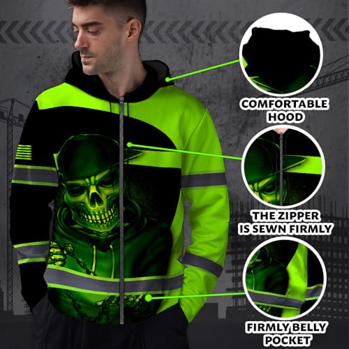 Hi Vis Reflective Zip Up Hoodie