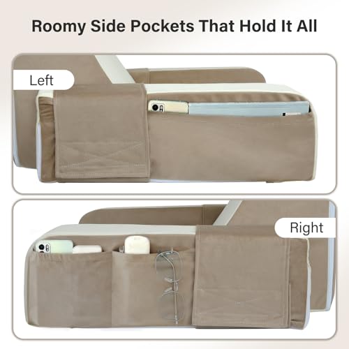 21" Reading Pillow for Bed with XL Side Pockets for Adults