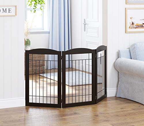 Freestanding Foldable Dog Gate Indoor with Door