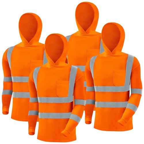 4 Pcs Safety Shirts Hi Vis Hoodie