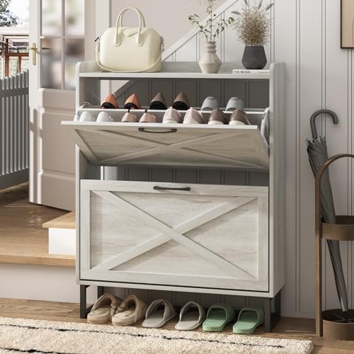 Shoe Storage Cabinet with Flip Drawers