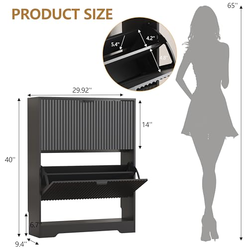 Shoe Cabinet Storage for Entryway with Flip Drawers