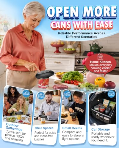 One Touch Electric Can Opener Fits All Can Sizes for Seniors with Arthritis