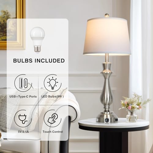 Set of 2 Modern Table Lamps for Living Room Bedroom